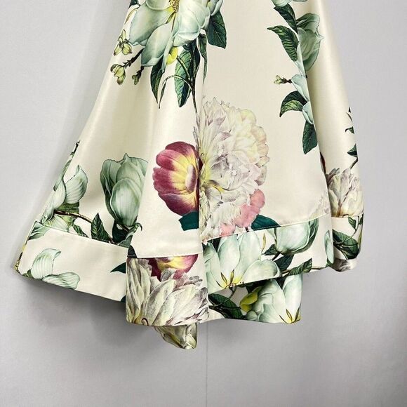 Lulus Hydrangea Haven Cream Floral Halter Tie Neck Skater Dress Mini Size XS - Picture 5 of 14